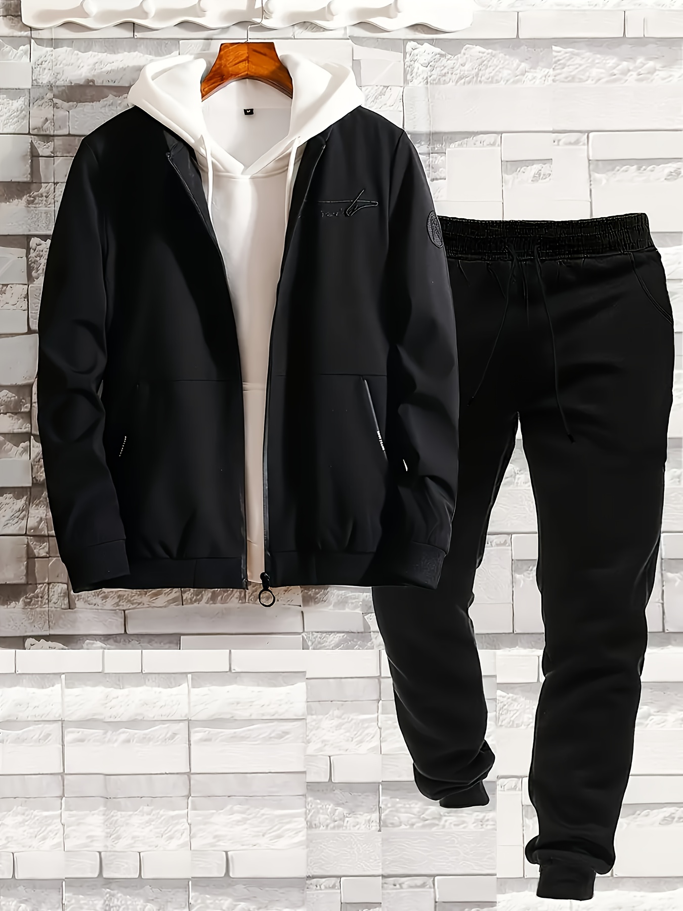 ensemble décontracté pour homme avec veste et pantalon de survêtement, tenue deux pièces ensemble décontracté pour homme avec veste et pantalon de survêtement, tenue deux pièces