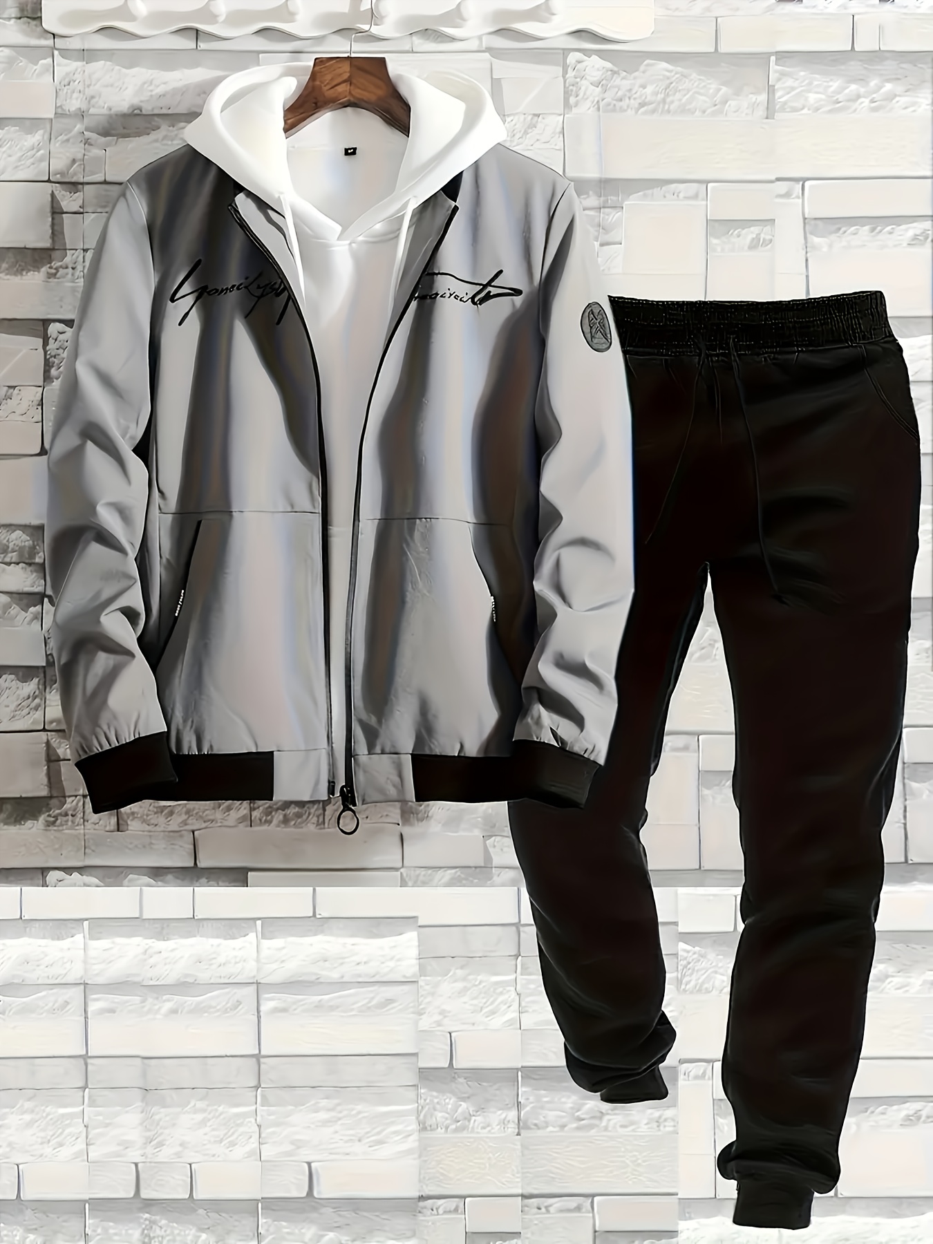 ensemble décontracté pour homme avec veste et pantalon de survêtement, tenue deux pièces ensemble décontracté pour homme avec veste et pantalon de survêtement, tenue deux pièces