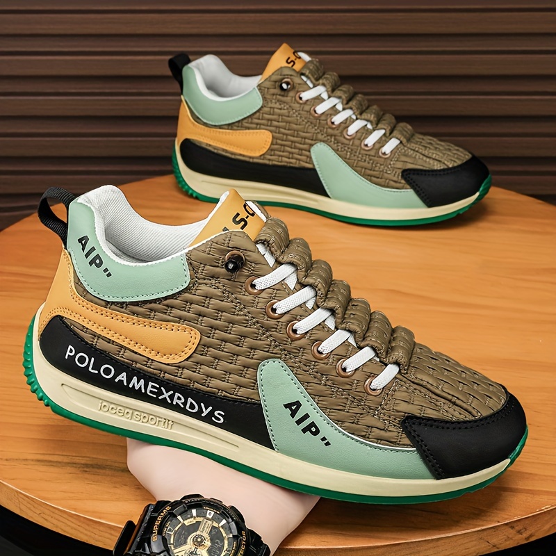 chaussures de sport casual pour hommes 2024 nouvelle tendance de style de rue géométrique, hauteur mi haute, bout rond, lacets, doublure en tissu, semelle en eva, semelle en pvc, upper en pu, pour usage quotidien et en plein air chaussures de sport casual pour hommes 2024 nouvelle tendance de style de rue géométrique, hauteur mi haute, bout rond, lacets, doublure en tissu, semelle en eva, semelle en pvc, upper en pu, pour usage quotidien et en plein air