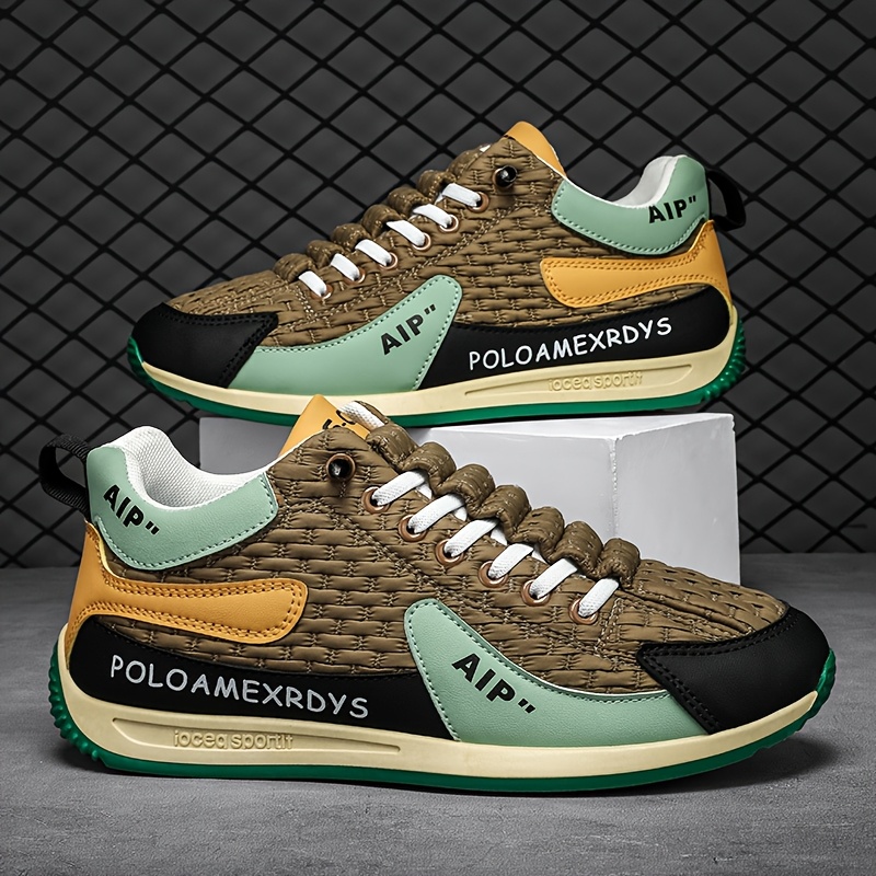chaussures de sport casual pour hommes 2024 nouvelle tendance de style de rue géométrique, hauteur mi haute, bout rond, lacets, doublure en tissu, semelle en eva, semelle en pvc, upper en pu, pour usage quotidien et en plein air chaussures de sport casual pour hommes 2024 nouvelle tendance de style de rue géométrique, hauteur mi haute, bout rond, lacets, doublure en tissu, semelle en eva, semelle en pvc, upper en pu, pour usage quotidien et en plein air