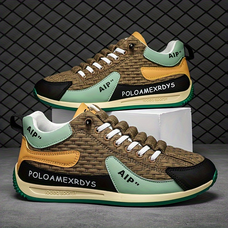 chaussures de sport casual pour hommes 2024 nouvelle tendance de style de rue géométrique, hauteur mi haute, bout rond, lacets, doublure en tissu, semelle en eva, semelle en pvc, upper en pu, pour usage quotidien et en plein air chaussures de sport casual pour hommes 2024 nouvelle tendance de style de rue géométrique, hauteur mi haute, bout rond, lacets, doublure en tissu, semelle en eva, semelle en pvc, upper en pu, pour usage quotidien et en plein air