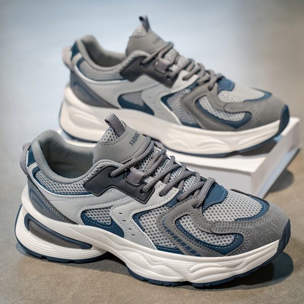 Home chaussures de course homme légères et résistantes à la route baskets basses respirantes avec soutien cussonné, semelle antidérapante & support de voûte plantaire, idéales pour entraînement, randonnée ou tenue décontractée dessus en pu/tissu & semelle intérieure eva (gris/noir)