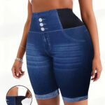 Short Femme Grande Taille — Taille Haute & Effet Jean