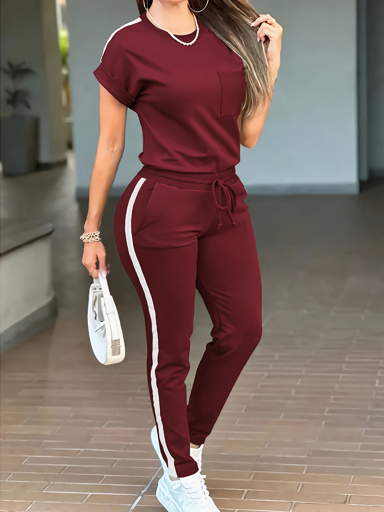 ensemble décontracté à manches courtes pour les navetteurs, style tendance ensemble décontracté à manches courtes pour les navetteurs, style tendance