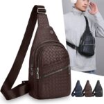 Sac de Poitrine Homme — Tressé Cuir PU Multicompartiments