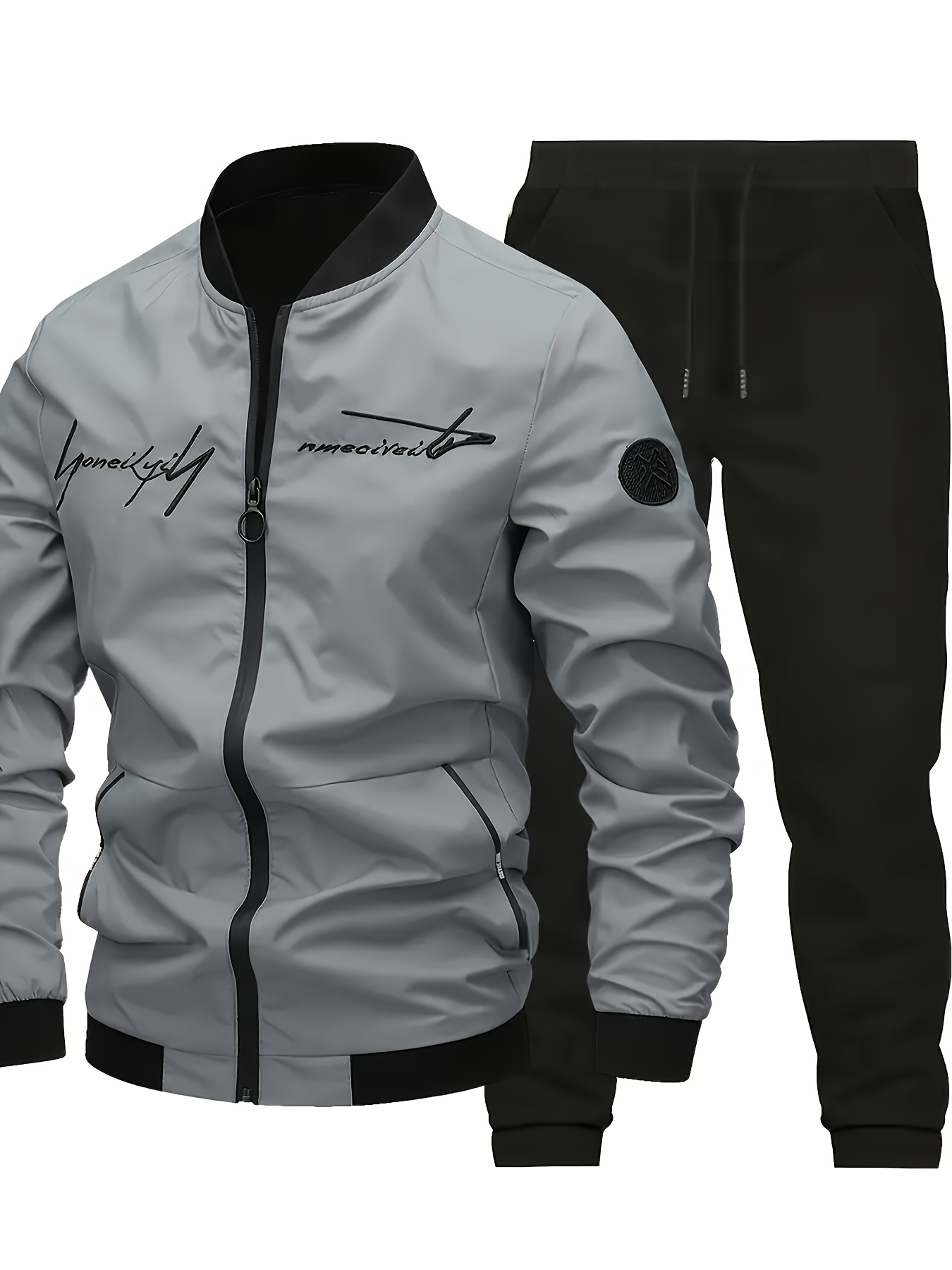 ensemble décontracté pour homme avec veste et pantalon de survêtement, tenue deux pièces ensemble décontracté pour homme avec veste et pantalon de survêtement, tenue deux pièces