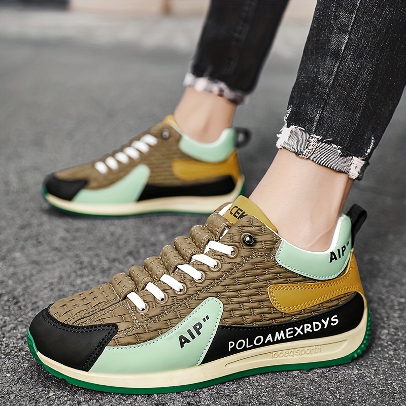 chaussures de sport casual pour hommes 2024 nouvelle tendance de style de rue géométrique, hauteur mi haute, bout rond, lacets, doublure en tissu, semelle en eva, semelle en pvc, upper en pu, pour usage quotidien et en plein air chaussures de sport casual pour hommes 2024 nouvelle tendance de style de rue géométrique, hauteur mi haute, bout rond, lacets, doublure en tissu, semelle en eva, semelle en pvc, upper en pu, pour usage quotidien et en plein air
