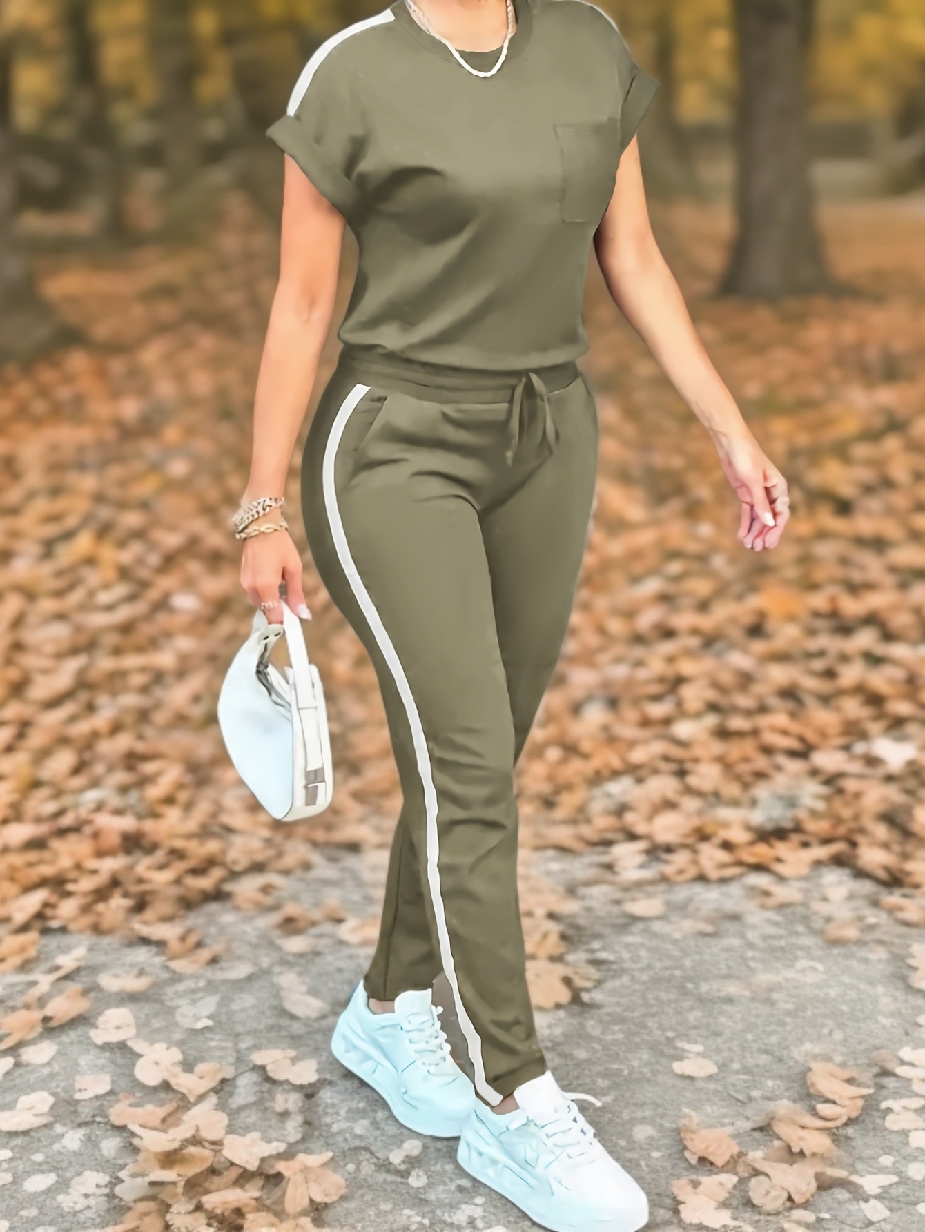 ensemble décontracté à manches courtes pour les navetteurs, style tendance ensemble décontracté à manches courtes pour les navetteurs, style tendance
