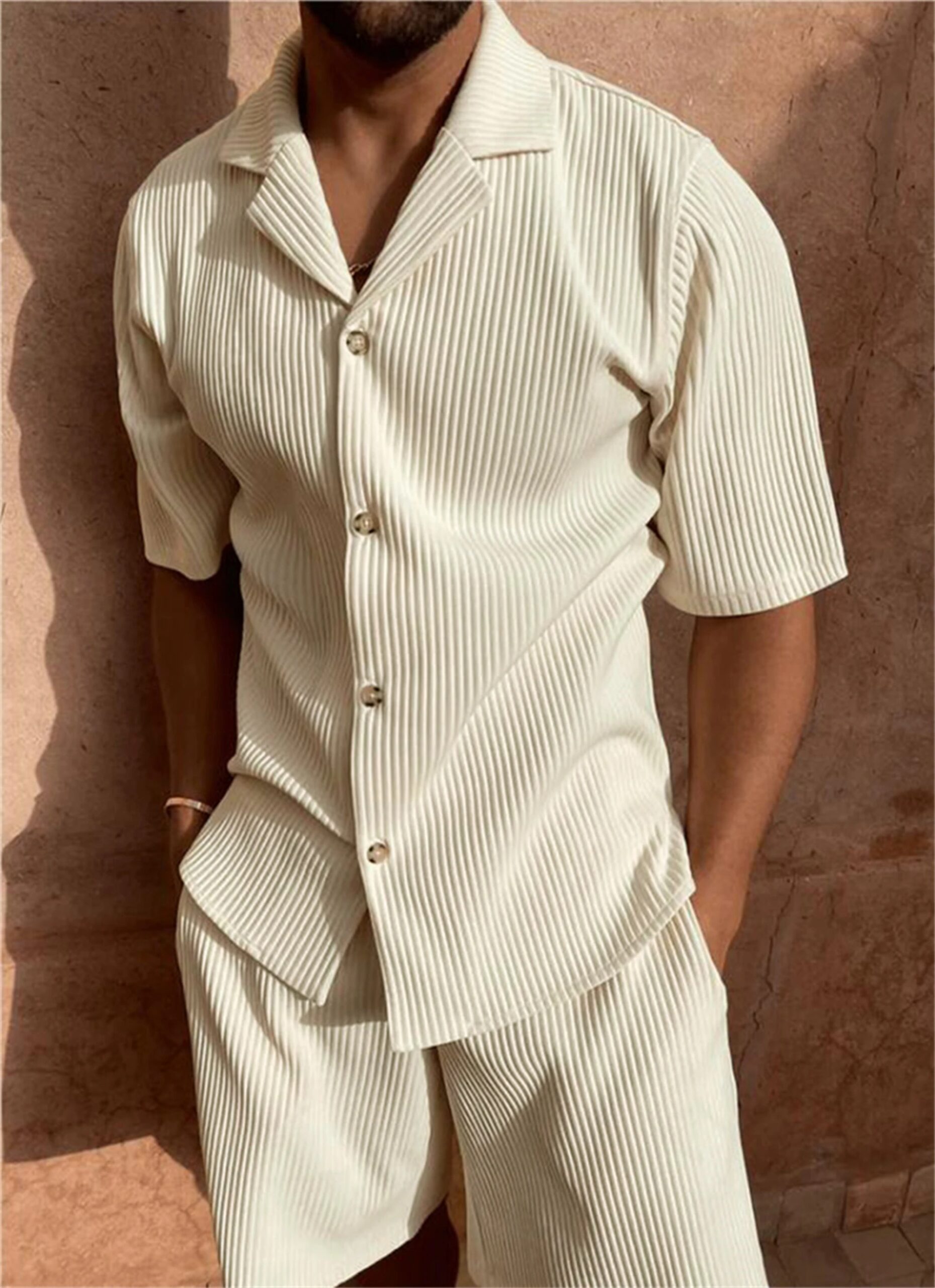 ensemble chemise & short plage homme – velours côtelé ensemble chemise & short plage homme – velours côtelé