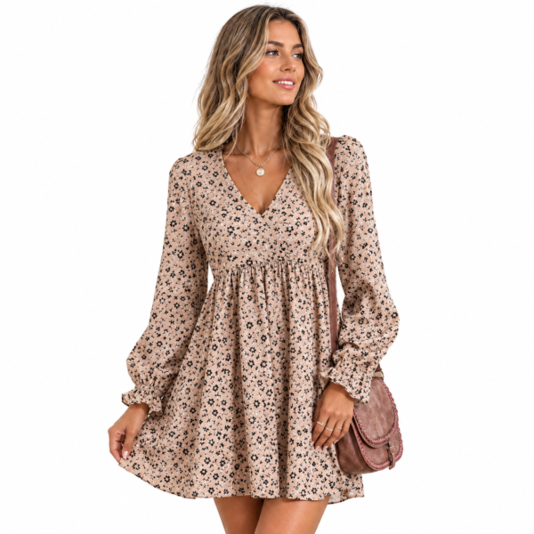 robe longue fleurie col en v