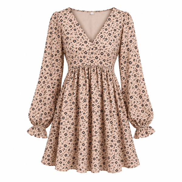 robe longue fleurie col en v