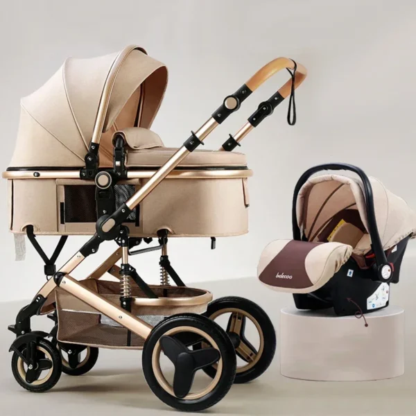 Home poussette bébé 3 en 1 avec siège auto 530d, panier de couchage amovible, poussette de voyage bidirectionnelle, haute qualité belecoo