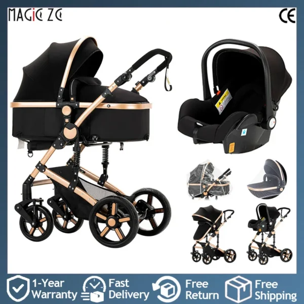 Home poussette bébé 3 en 1, système de voyage, chariots pour nouveau nés, siège de voiture, landau haut, léger