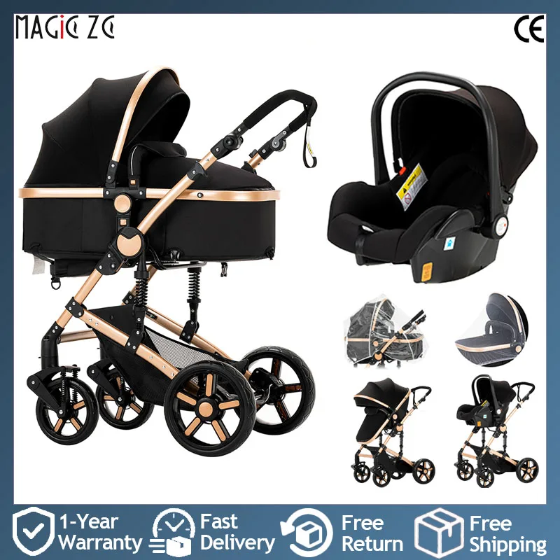 poussette bébé 3 en 1, système de voyage, chariots pour nouveau nés, siège de voiture, landau haut, léger poussette bébé 3 en 1, système de voyage, chariots pour nouveau nés, siège de voiture, landau haut, léger