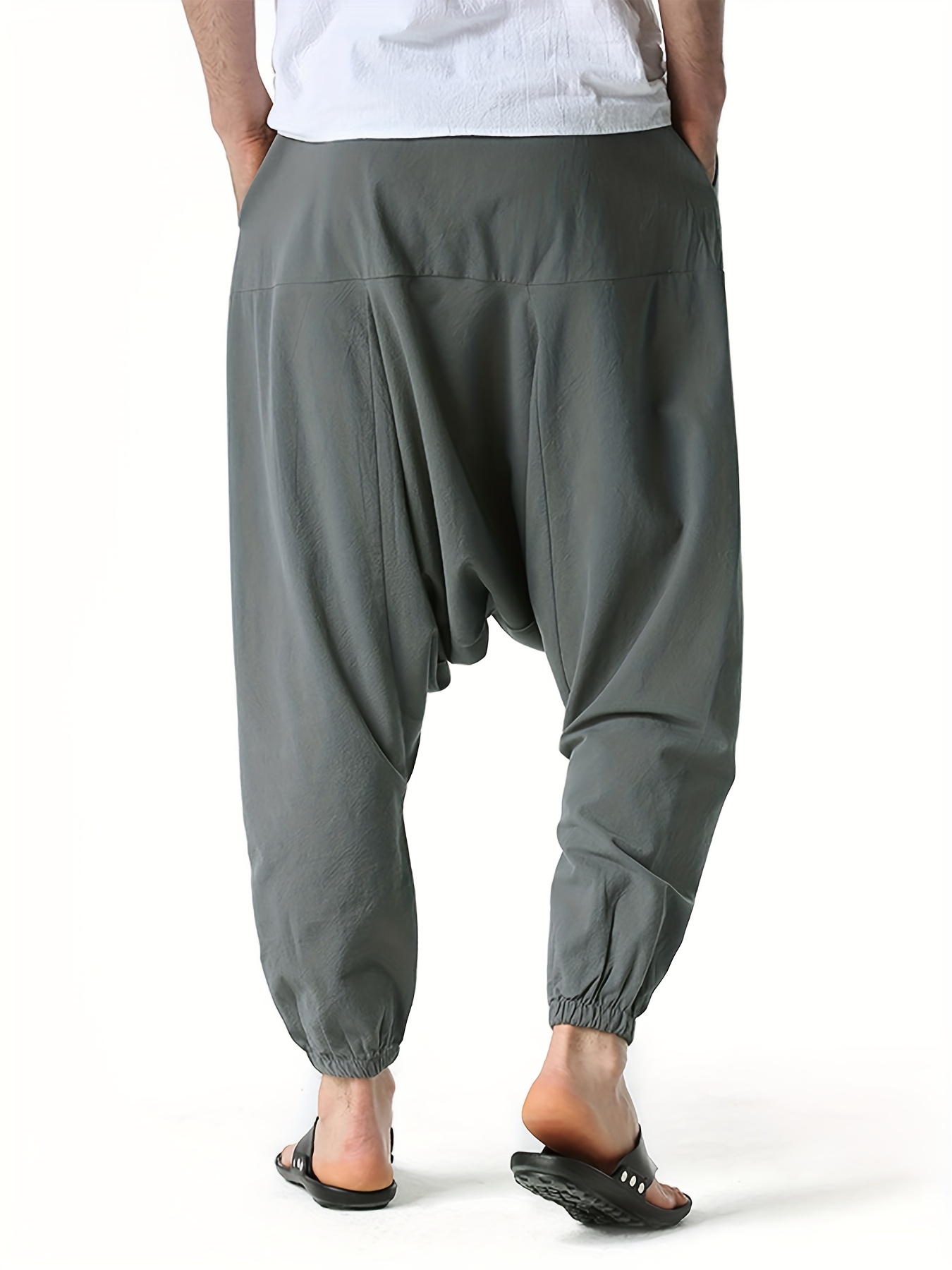 pantalon harem homme en coton et lin taille oversize à jambes larges avec entrejambe tombant, coupe décontractée sans ceinture (s xxxl) | tissu respirant pour printemps/automne, tenue décontractée et extérieure | pantalon harem style bohème à taille moyenne pour homme pantalon harem homme en coton et lin taille oversize à jambes larges avec entrejambe tombant, coupe décontractée sans ceinture (s xxxl) | tissu respirant pour printemps/automne, tenue décontractée et extérieure | pantalon harem style bohème à taille moyenne pour homme