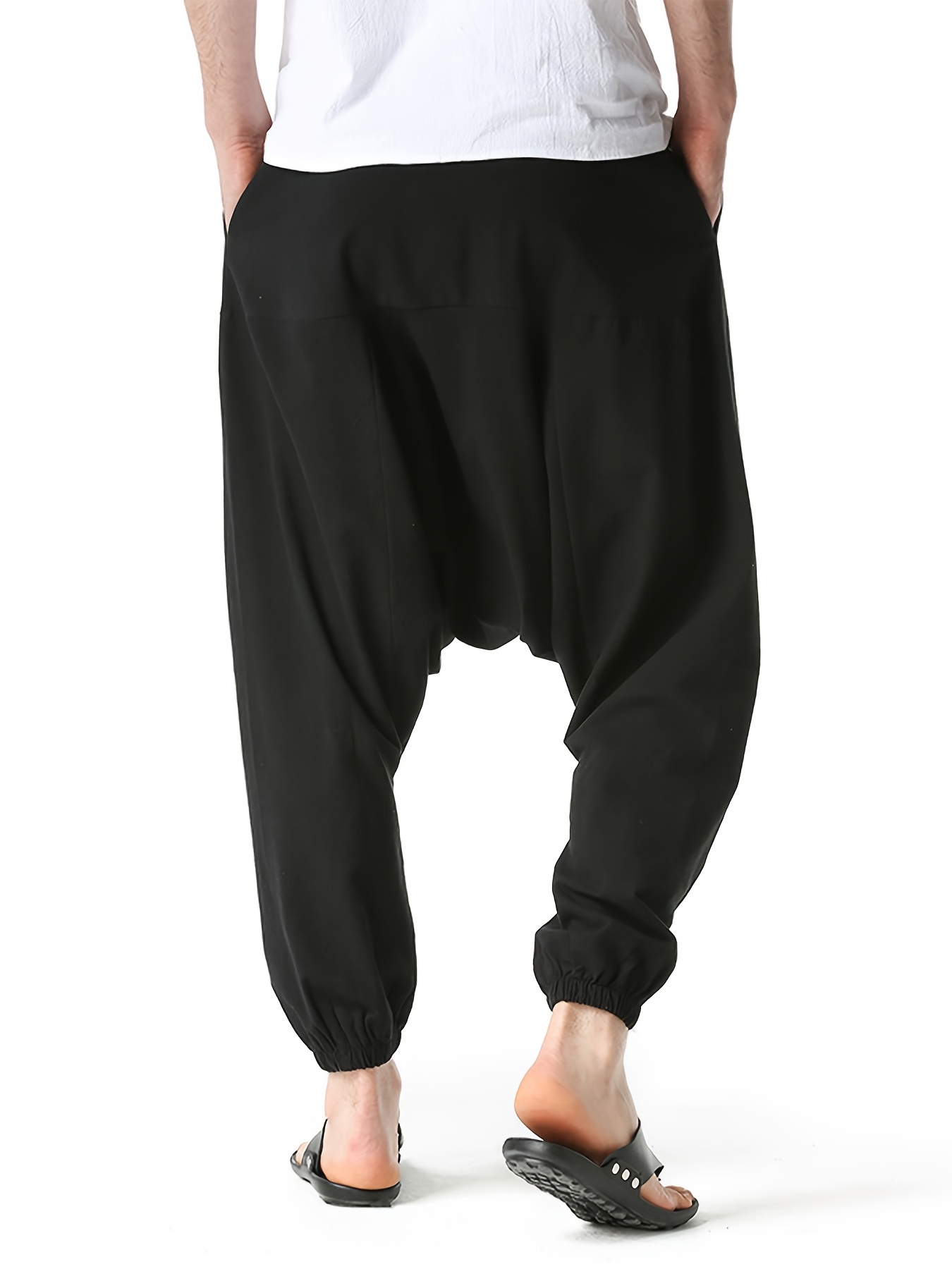 pantalon harem homme en coton et lin taille oversize à jambes larges avec entrejambe tombant, coupe décontractée sans ceinture (s xxxl) | tissu respirant pour printemps/automne, tenue décontractée et extérieure | pantalon harem style bohème à taille moyenne pour homme pantalon harem homme en coton et lin taille oversize à jambes larges avec entrejambe tombant, coupe décontractée sans ceinture (s xxxl) | tissu respirant pour printemps/automne, tenue décontractée et extérieure | pantalon harem style bohème à taille moyenne pour homme