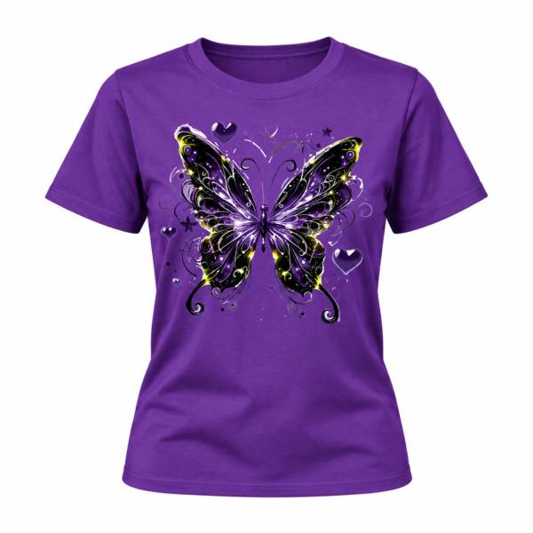 t shirt femme papillon violet
