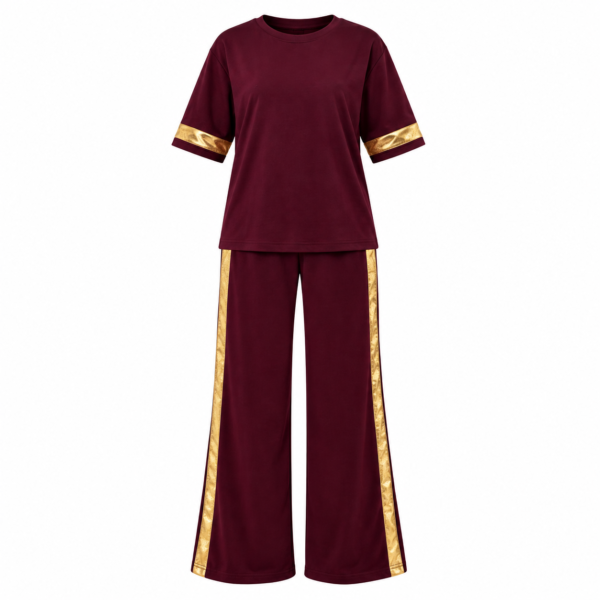 ensemble doré bordures métallisées — t shirt & pantalon large femme
