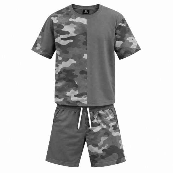 ensemble homme camouflage patchwork gris