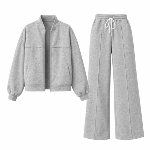 ensemble 2 pièces grande taille velours gris