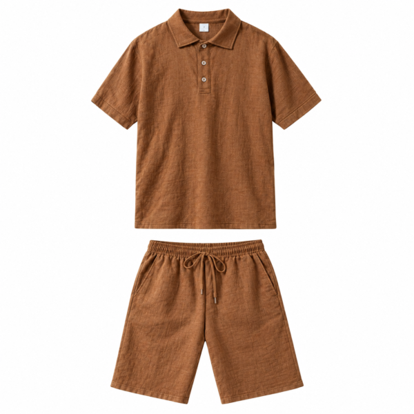 ensemble polo & short en lin homme