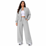 Ensemble 2 Pièces Grande Taille Velours Gris