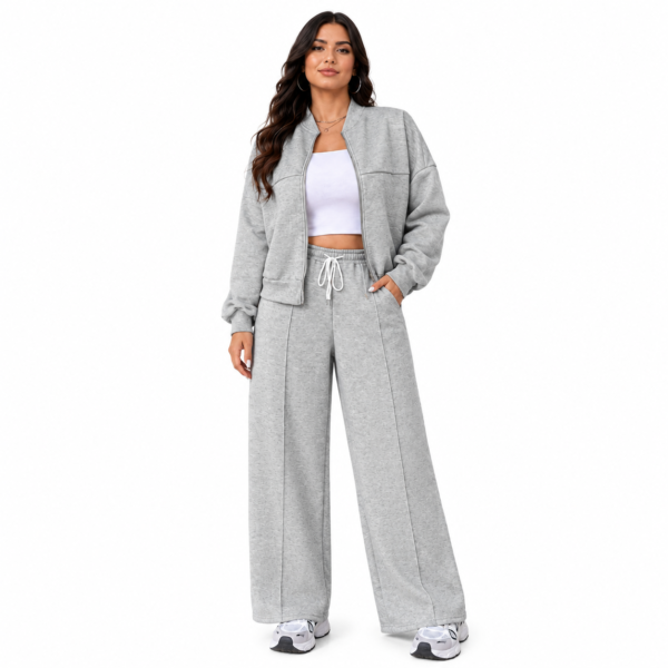 ensemble 2 pièces grande taille velours gris