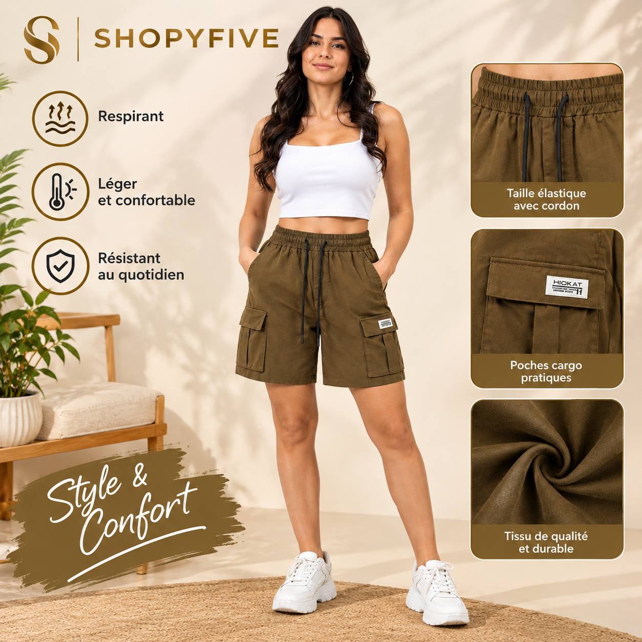 short de sport femme taille Élastique — confort Été short de sport femme taille Élastique — confort Été