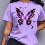 T-shirt Femme Papillon Violet