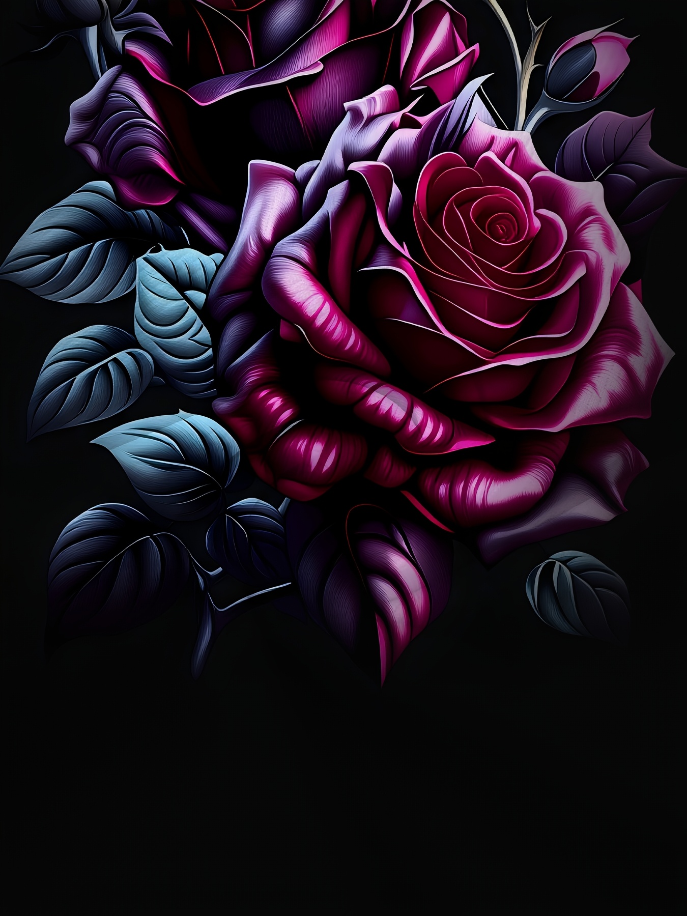 t shirt tendance à motif de roses violet foncé, haut décontracté et élégant à manches courtes pour femmes, t shirt imprimé à motif floral super mignon, haut de style avant gardiste t shirt tendance à motif de roses violet foncé, haut décontracté et élégant à manches courtes pour femmes, t shirt imprimé à motif floral super mignon, haut de style avant gardiste