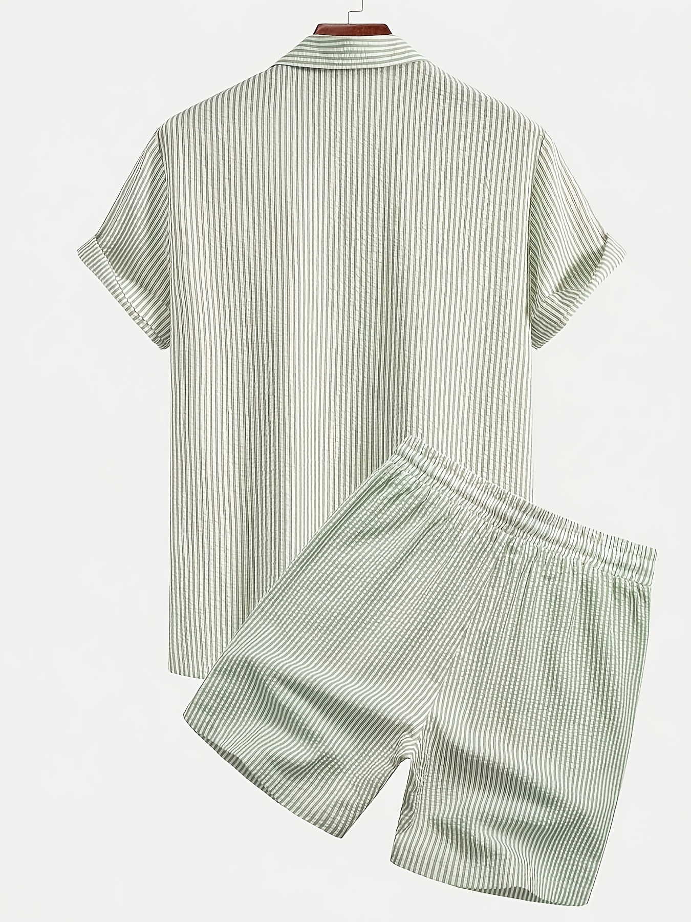 ensemble de pyjama décontracté pour homme à rayures bulles, respirant, avec boutons contrastés, cordon de serrage, col montant, idéal pour la maison et l'extérieur, double usage ensemble de pyjama décontracté pour homme à rayures bulles, respirant, avec boutons contrastés, cordon de serrage, col montant, idéal pour la maison et l'extérieur, double usage