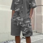 Ensemble Homme Camouflage Patchwork Gris