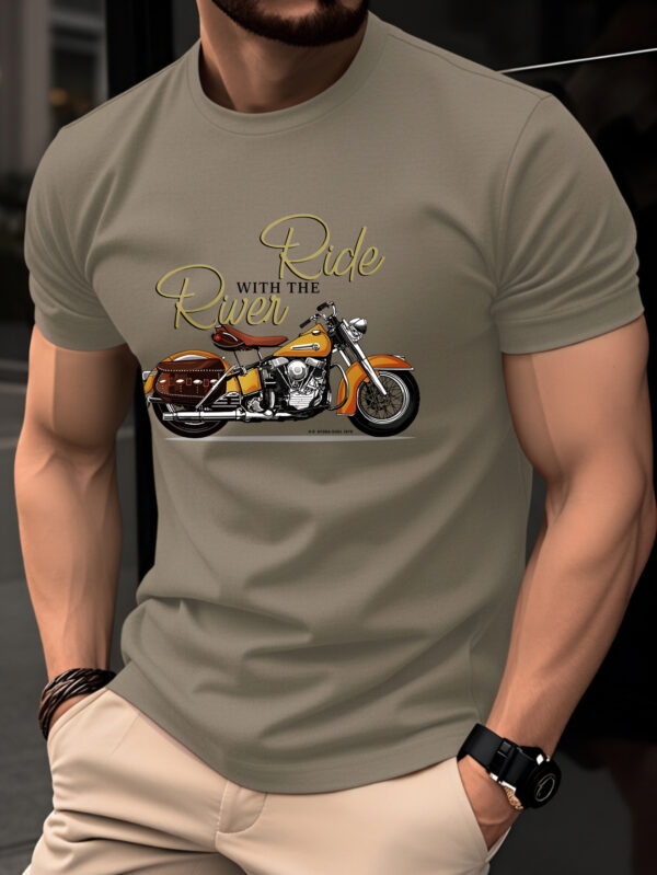 t shirt homme 100% coton, haut léger manches courtes Été, coupe slim tendance col rond, respirant jeunesse décontracté polyvalent vintage imprimé graphique moto anglais, style urbain