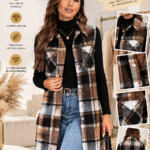 Veste Sans Manches Femme à Carreaux