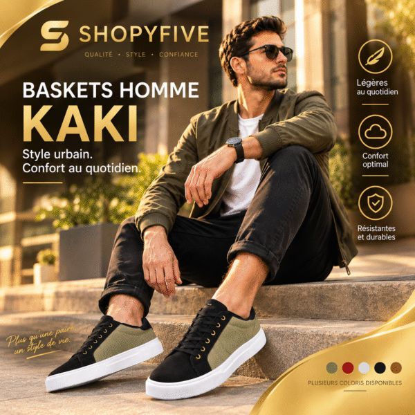 baskets homme kaki confort