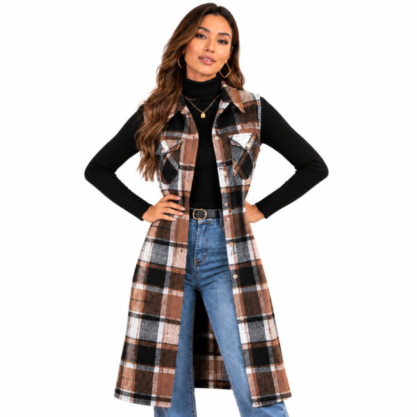 Home veste sans manches femme à carreaux