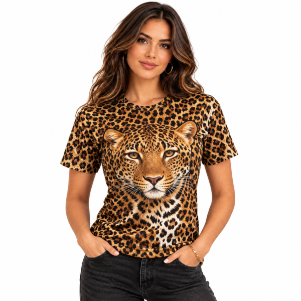 t shirt léopard femme manches courtes