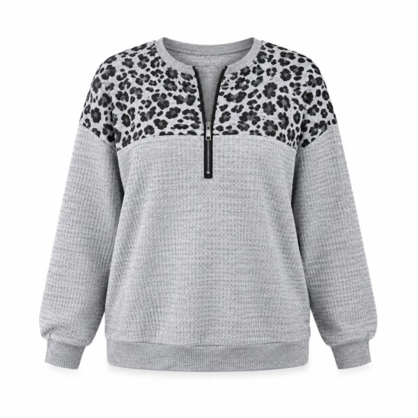 sweat à demi zippeur imprimé léopard