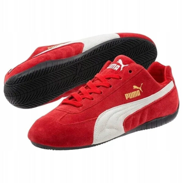 chaussures de sport basses rouges pour femme puma speed cat 417302 01 en cuir
