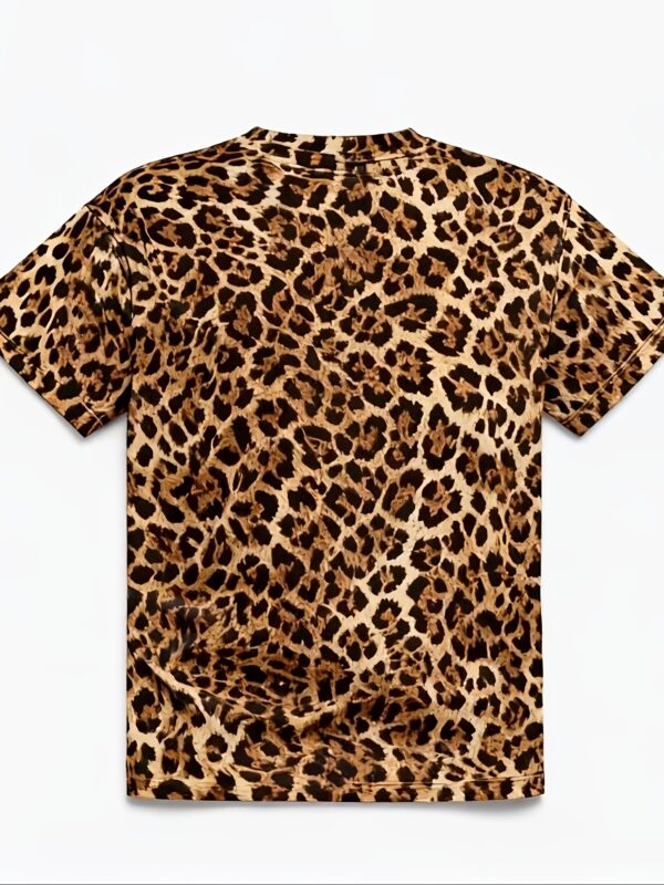 t shirt à manches courtes pour femme, style européen et américain, imprimé numérique léopard 2026, vêtement de sport, t shirt décontracté d'été à manches courtes et col ras du cou