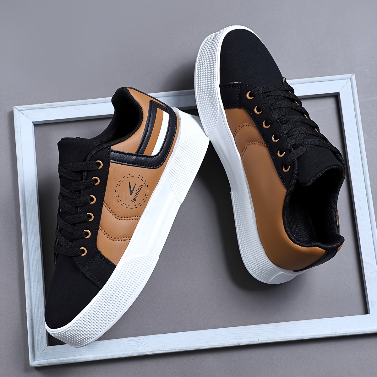 chaussures de sport décontractées pour hommes, baskets basses à lacets, chaussures confortables avec un patchwork multicolore pour un style urbain chaussures de sport décontractées pour hommes, baskets basses à lacets, chaussures confortables avec un patchwork multicolore pour un style urbain