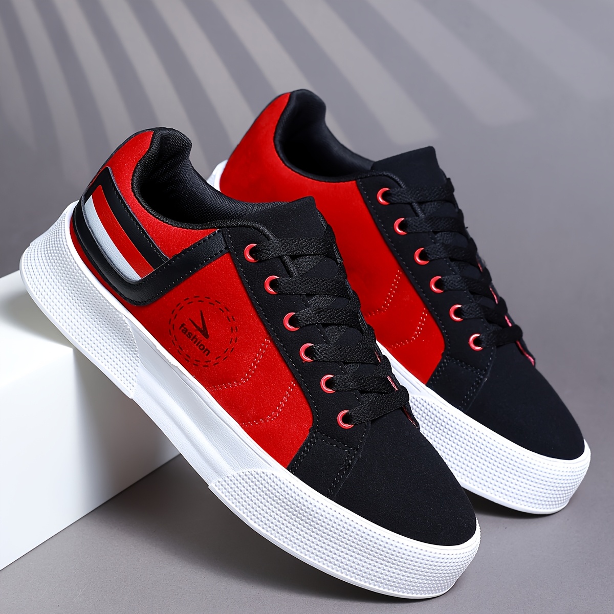 chaussures de sport décontractées pour hommes, baskets basses à lacets, chaussures confortables avec un patchwork multicolore pour un style urbain chaussures de sport décontractées pour hommes, baskets basses à lacets, chaussures confortables avec un patchwork multicolore pour un style urbain