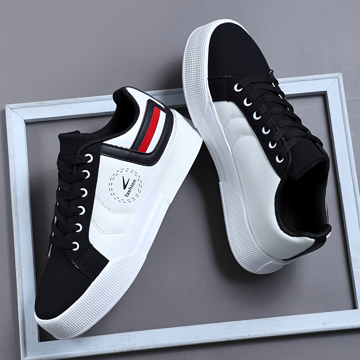 chaussures de sport décontractées pour hommes, baskets basses à lacets, chaussures confortables avec un patchwork multicolore pour un style urbain chaussures de sport décontractées pour hommes, baskets basses à lacets, chaussures confortables avec un patchwork multicolore pour un style urbain