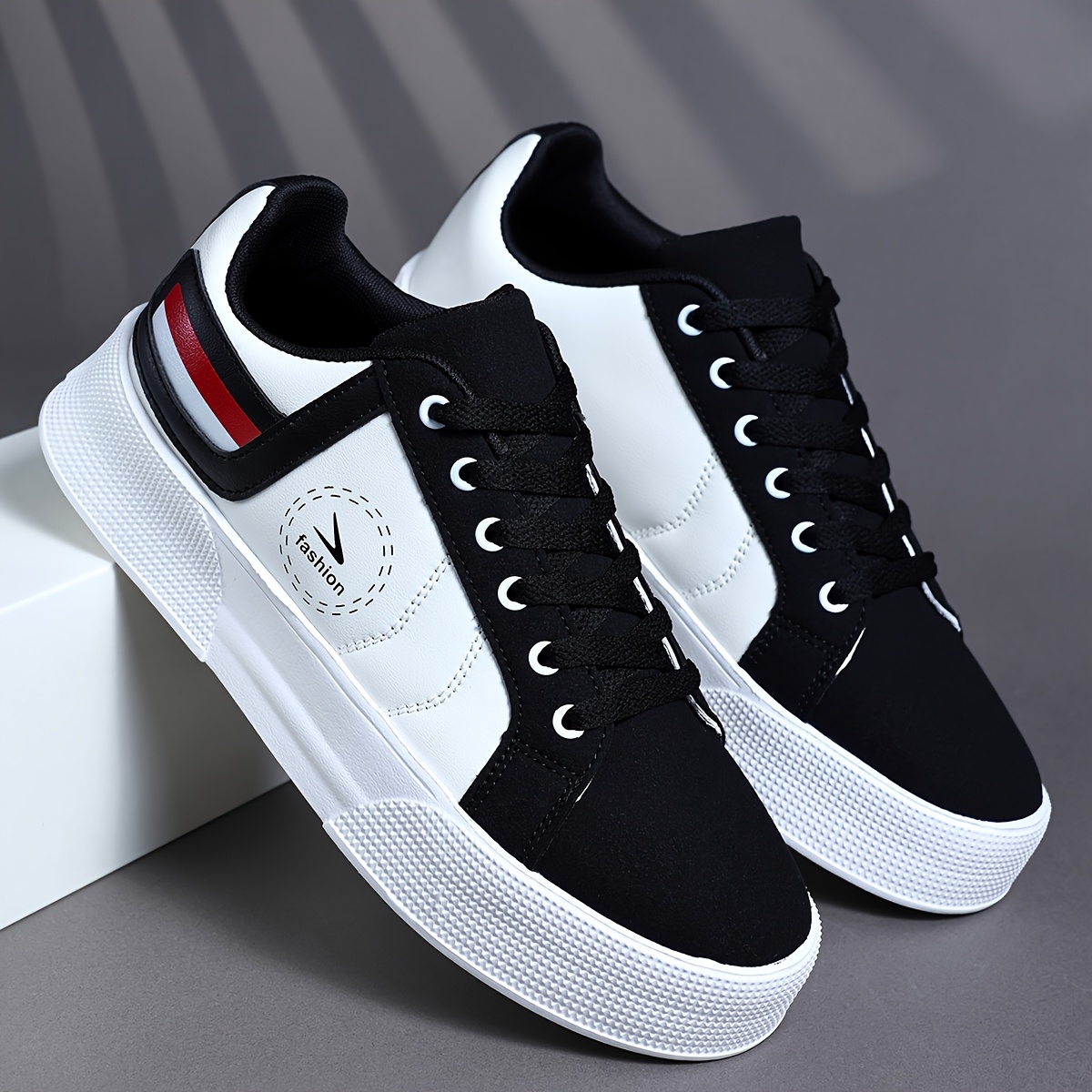 chaussures de sport décontractées pour hommes, baskets basses à lacets, chaussures confortables avec un patchwork multicolore pour un style urbain chaussures de sport décontractées pour hommes, baskets basses à lacets, chaussures confortables avec un patchwork multicolore pour un style urbain