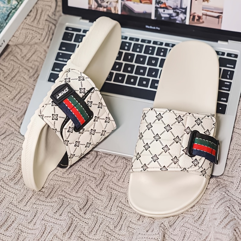 sandales unisexes de luxe à enfiler semelle Épaissie en eva et tissu pu doux à rayures, chaussures universelles intérieures et extérieures pour toutes les saisons, chaussures de fête décontractées et confortables (noir/blanc) style neutre, chaussures pour femmes sandales unisexes de luxe à enfiler semelle Épaissie en eva et tissu pu doux à rayures, chaussures universelles intérieures et extérieures pour toutes les saisons, chaussures de fête décontractées et confortables (noir/blanc) style neutre, chaussures pour femmes