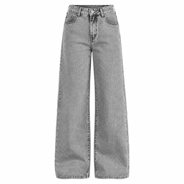 jean large femme gris délavé