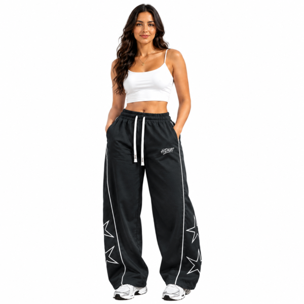 pantalon long brodé léger et respirant pour femmes, printemps et été, avec une taille à cordon de serrage, orné d'un motif de fleurs de lys brodées, idéal pour l'extérieur, les sorties décontractées et les tenues de travail.